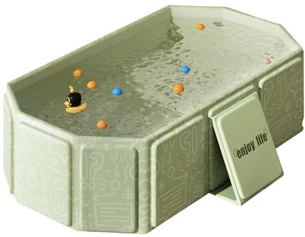 Bañera plegable para niños, Bañera portátil, Bañera grande para bebés, Lavabo de ducha portátil, Bañera Niños para 0-8 años, Bañera integrada con tapón de drenaje (Verde)