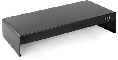 VoltShine Support élévateur pour moniteurs, 3 Ports USB, Couleur Noire, améliore l'ergonomie et maximise l'espace de Bureau.