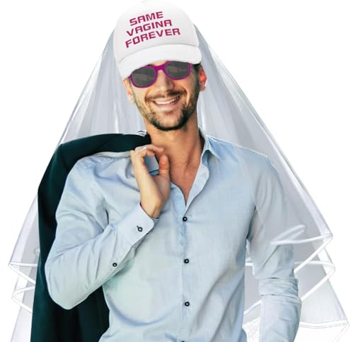 YDUNARISE Jga Männer Accessoires Männer,Junggesellenabschied Lustiger Hut Rosa Brille und Schleier,JGA Party Zubehör Hochzeit Deko