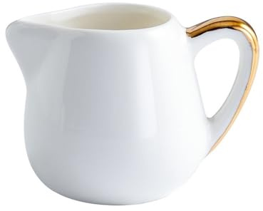 CFY652 Salseras Jarra Creativa de cerámica for café y Leche con Borde Dorado y asa for el hogar. Salsera(Grande)