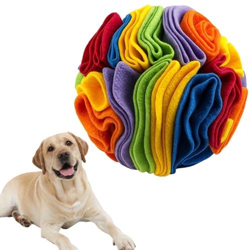 JcvPot Schnüffelball Für Hunde, Hundespielzeug Intelligenz, Intelligenzspielzeug Für Hunde, Schnüffelspiele Hund, Langsames Füttern, Geruchstraining, 10 cm, Regenbogenfarben