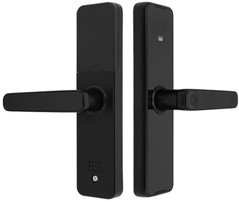 Serrure de porte intelligente avec empreinte digitale et mot de passe - Serrure électronique 5 en 1 avec carte et clé - Alliage d'aluminium - Convient pour appartement, bureau, hôtel, garage