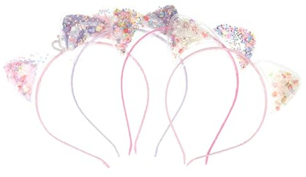 TOYZFRIENDY 4 pezzi Fasce per Capelli Bimba con Orecchie di Gatto Cerchietti Antiscivolo Chic per Bambine Accessori Moda Trasparenti Rosa Bianco