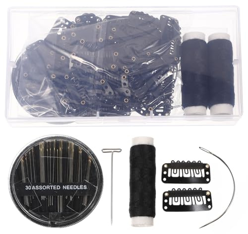 Hohopeti Kit de Clips para Peluca Negro Forma en U y C de Alambre de Acero para Fijar y Extender Cabello Adecuado para Hacer Pelucas y Peinados
