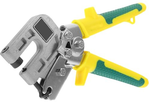 SHOWERORO Alicates de Sujeción para Quilla Metálica de Acero Crimpadora de Boca Plana para Techo Herramienta Sola Mano para Perforar y Fijar Pernos Color Amarillo Tamaño Extendido para