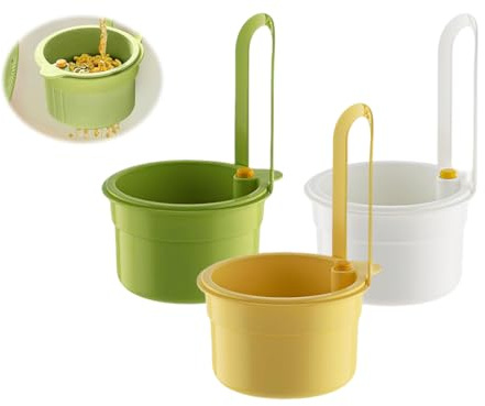 Abiyou 3PCS Colino per Lavello, Filtro a Scatto per Lavello, Scolapasta per Lavello con Bottone a Pressione, Cestello di Scarico per Lavello da Appendere, per Pasta, Verdure e Frutta,Organizer Lavello