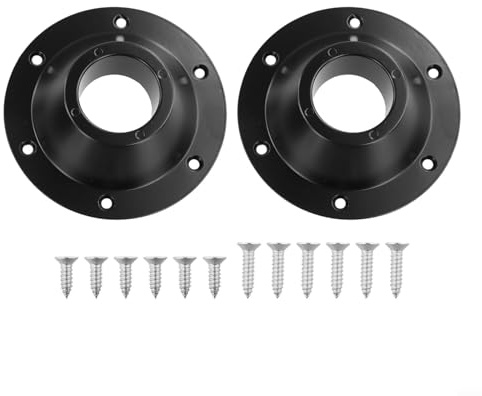 Lawnoval Soportes de base de mesa de aluminio para caravana y barco, paquete de 2, negro y plateado, 6.5 x 6.5 x 1.77 pulgadas, soporte ligero para patas de mesa (negro)