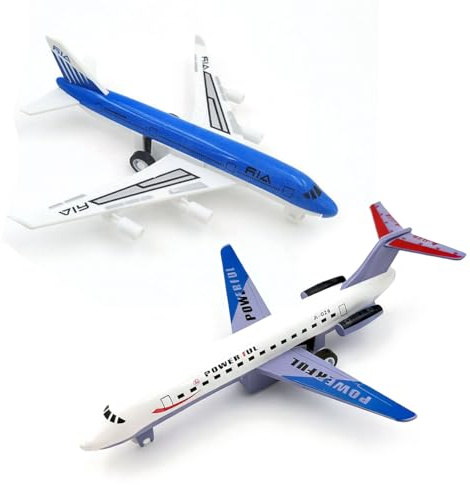 VorPrillynt Blanco y Azul Blanco Avion Juguete, 2 PCS Aviones de Juguete Retroceso, Juegos Niños Educativos, Regalo de Cumpleaños para Niños de 4 a 6 Años o como Recompensa Progresos Aprendizaje