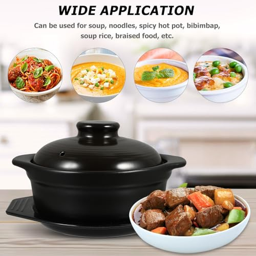 TOYANDONA Ceramic Soup Pot with Lid Stew Pot for Kitchen Use Smooth Glazed Surface Binaural Design for Home Cooking and Stewing