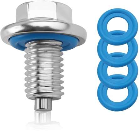 M12-1.75 Magnetic Oil Drain Plug with T45 Torx/15mm Hex Head OEM 65372,Sturdy Car Oil Pan Drain Plug with Oils Drains Plugs Gasket Compatible with Lincoln Ford,Essential Car Oils Plug (1 Set)