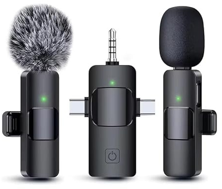 3-in-1 Mini Microphone for iPhone: Wireless Lavalier Microphones for iOS/Android/Camera - Noise Reduction Lapel Mic for Video Recording Interview Podcast Vlog YouTube Tiktok