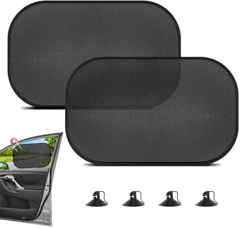 Romon Pare Soleil Voiture, Lot de 2 (50x30cm) avec Ventouses, Auto-Adhésifs, Protection UV pour Tous Types de Véhicules