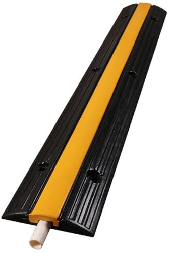 Rampa de Protección de Cable de 1 Canal, Canaleta Pasacables de Suelo de Caucho y PVC, Pasacables Suelo para Cables/Mangueras/Tuberías, Carga de 15 Toneladas