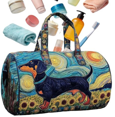 Weekender Bag for Women - Hippie Style Quilted Duffle Overnight Luggage | Retro Animal Print Large Capacity Tote | Travel Gym Bag for Work, School, College, Office, Nurse, Teacher