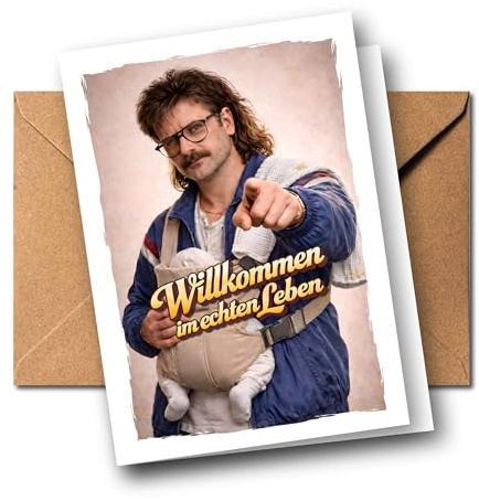 Lustige Geburtskarte erstes Kind – humorvolle Karte zur Geburt für frischgebackene Eltern – Baby Glückwunschkarte für Mama und Papa, Erstlingseltern & Nachwuchs – A6 Klappkarte mit Umschlag (Geburt)