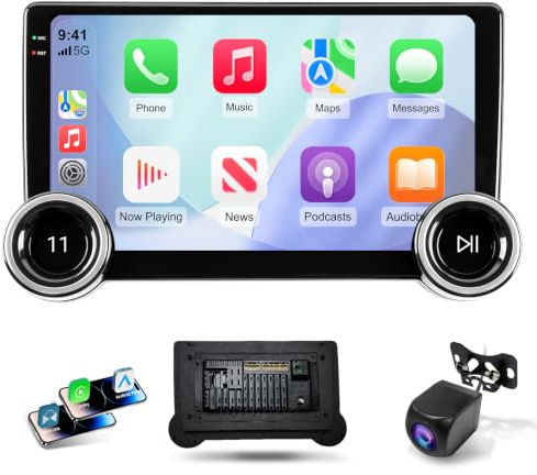 Haudio Radio de Coche Android 13 de 10.1 Pulgadas con CarPlay y Android Auto, Estéreo 2 DIN con Cámara de Visión Trasera,OTA&APK, Mirror Link,SWC,AM/RDS/FM para Todos los Coches con Doble Botón 2+64GB