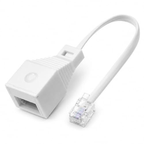 Shentu UK Digital Voice Converter for Phone to Router, RJ11 Male to BT Female Socket Adapter, 4 Wire 6P4C Landline Telephone Cable Extension Lead for Modem, White, 10cm