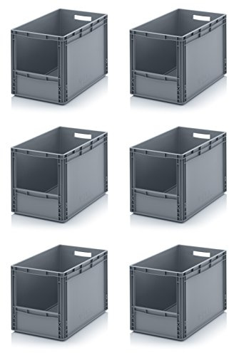 6x Euro Sichtlagerkasten 60 x 40 x 42 cm inkl. gratis Zollstock * Eurobehälter mit Fenster