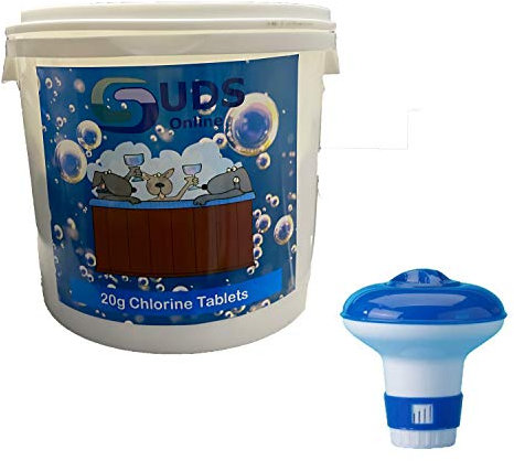 SUDS-ONLINE 5kg Chlorine Tablets 20g Hot Tub Spa Tubs + Dispenser