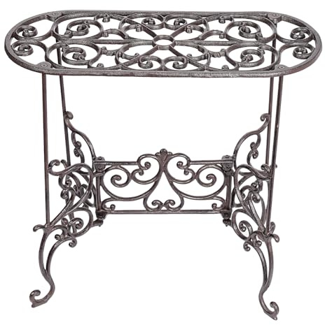 Sungmor Table de jardin robuste en fonte – 57,6 cm Support en métal– Étagère d'angle décorative et vintage pour intérieur ou extérieur pour pots de fleurs, ornements, livres et plus encore