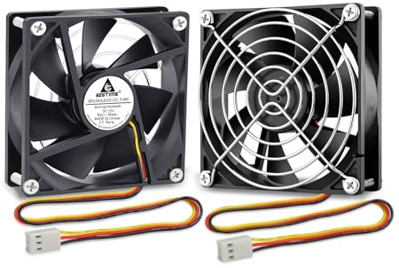 GDSTIME 2 Stück Lüfter 12V 92mm 3Pin 12V PC Lüfter 92mm 3polig CPU Fan | pc lüfter 92mm 12v 3pin CPU Lüfter 90mm 3polig 1800 U/min für PC Computer Router PSU