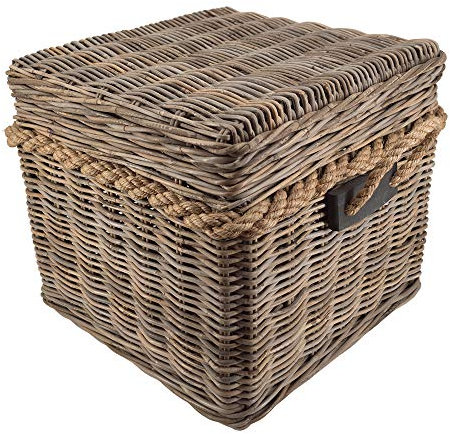 Vintage Line Korbtruhe Beistelltisch Rattan 50x50cm Korb Rattan Rattankorb Naturrattan Geflecht