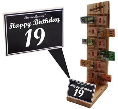 Genial-Anders Originelle lustige Geldgeschenke zum 19. Geburtstag Geschenkideen für Männer und Frauen - Mausefalle Premium - 6 - Text s/w Happy Birthday 19 Geburtstag