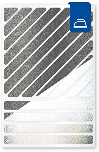 reflexsticker zum Aufbügeln | in 6 Farben | für Kleidung und Textilien | Reflektoren in metallic-matt | ideal zum Joggen Laufen Sport
