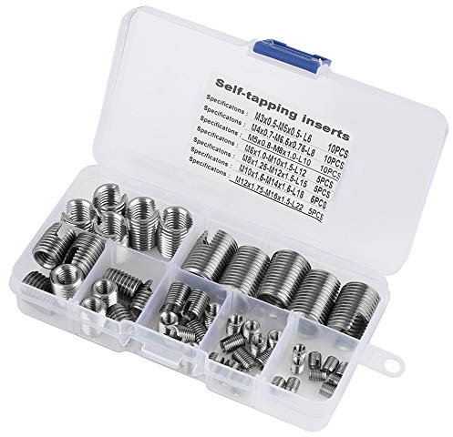 Insert Bois, 50Pcs Insert a visser inox bois, Insert Hélicoïdale, Insert Fileté, Inserts d'écrou, M3, M4, M5, M6, M8, M10, M12 Vis auto-taraudeuses, Adaptateur de filetage pour filetage hélicoïdal