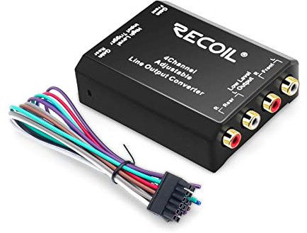 Recoil LOC4 Four Channel Speaker Cable to RCA Adjustable Line Output Converter with Remote Turn On