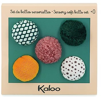 KALOO - Stimuli - Mi Juego de 5 Bolas Sensoriales 5 cm - Suaves y Ligeras, Texturas Variadas - Juego de Encajar - Juguete de Estímulo Motricidad y Manipulación - Desde el Nacimiento, K971605