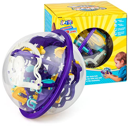 3D Maze Labyrinth Kugel Saturn Maze 3D Puzzle Ball mit 118 Level für Fortgeschrittene, fördert räumliches Denken, Geschicklichkeit, Geduld & Kontrolle (Intermediate)