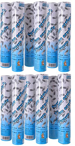 12er Set Party Popper Rohre Kanone schießt Konfetti (30 cm), silber