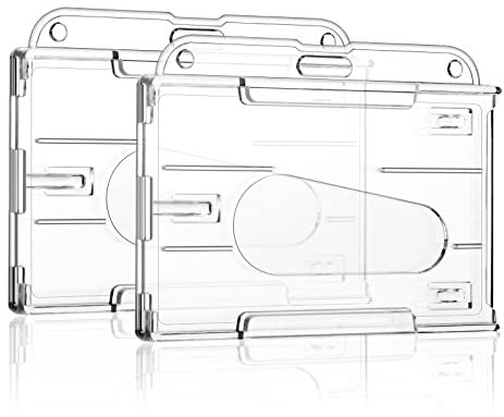Vicloon Ausweishüllen, 2 Stück Transparent Hartplastik Ausweishalter, Horizontal Verwenden und mit Daumenausschub, Kartenhüllen Transparent für Ausweise, Kreditkarten