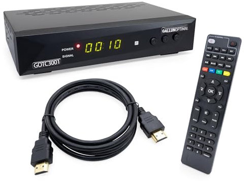 GALLUNOPTIMAL Combo-Receiver DVB-C & DVB-T2 H265 mit HDMI-Kabel & Aufnahmefunktion geeignet für jeden Kabel-Anbieter UND dem Empfang von allen freien DVB-T2 Sendern via Antenne Deutschland + Europa