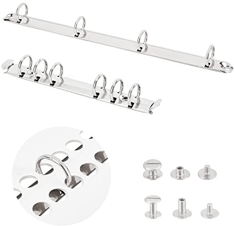 NBEADS 4 Sets 2 Stile Binder Mechanismus, 6 Ringe/4 Ringe A4 A6 Loseblatt Binder Buchringe Metall Binder Ringe mit Kammbinderücken Schrauben Binderücken Verbinder Ringe für Tagebuch Fotoalbum