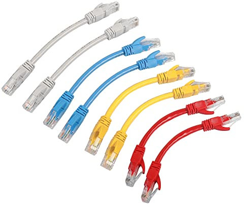 RIIEYOCA Cable corto Cat6 Ethernet Patch 0.5ft, Internet de alta velocidad de cable de red LAN Patch Cables con conectores Rj45 para el router, módem, conmutador, servidor (Mixed Color 8 Pack)