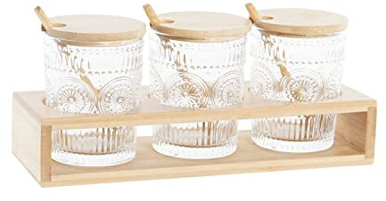 Sucrier DKD Home Decor 28 x 10 x 13,5 cm Verre Naturel Transparent 300 ml Verre Borosilicaté