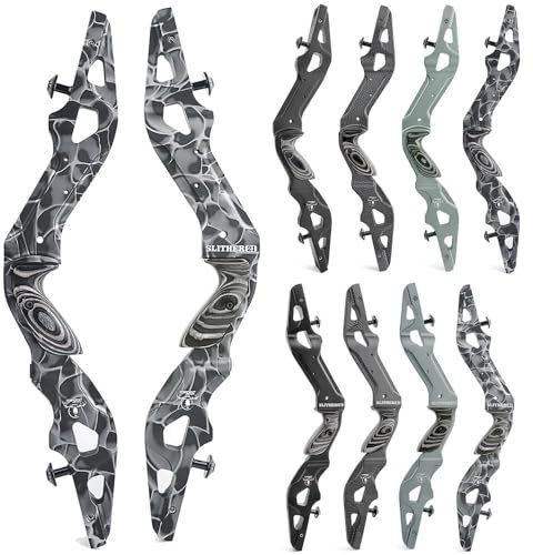 SHARROW 17/19/21 ILF Recurvebogengriff Recurvebogen Riser CNC-Bearbeitung Aluminiumlegierung Holzgriff Bogengriff für Bogenschießen Jagdbogenziel Wettbewerb Rechtshänder (Schwarze Tarnung, 19 Zoll)