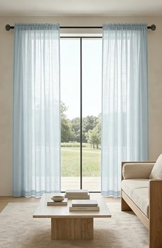 HOME ZEN HOUSEHOLD LINEN COPPIA TENDE BOUCLÈ EFFETTO LINO TINTA UNITA SEMITRASPARENTE CON PASSANTE (GRIGIO FREDDO, 150A x 60L cm (2 Pannelli))