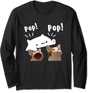 Niedliche Bongo-Katze spielt Pop-Katzen-Meme Langarmshirt