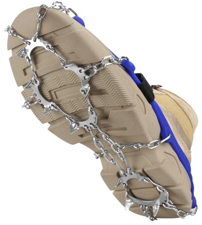 Steigeisen für Bergschuhe, Edelstahl Ice Klampen Steigeisen mit 2 Klettbänder, Anti Rutsch auf EIS und Schnee für Wandern Klettern Bergsteigen Eisfischen im Winter (M (EU 39-41))