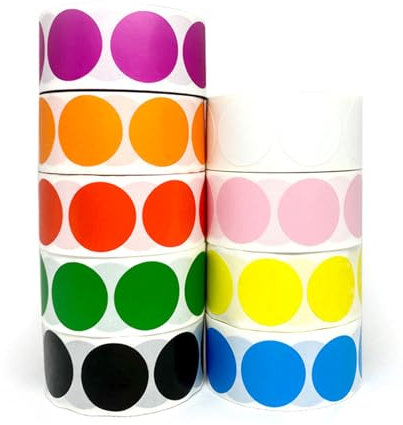 Goldyida 4500 Stück Klebepunkte Bunt Punkt Aufkleber Punkte Bunte Selbstklebende Klebepunkte Aufkleber Klebepunkte Runde Punktaufkleber Selbstklebende Markierungspunkte 25mm, 9 Farben