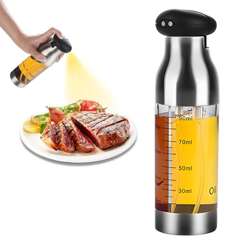 GEEKHOM Ölsprüher 200ml Multifunktional Ölspender für Küche Öl Sprühflasche für Speiseöl, Essig, Olivenöl - Ideal für Kochen, BBQ, Grillen - Passend für Salate, Backen, Braten