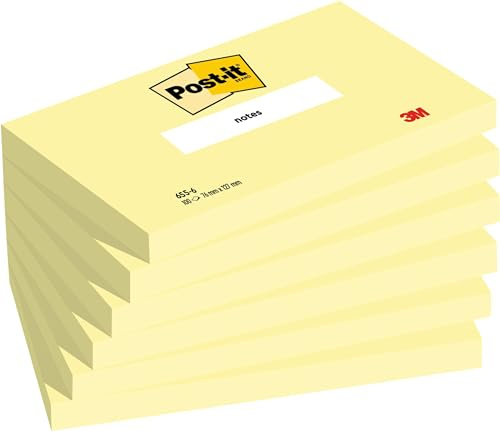 Post-it Notes Canary Yellow – 6 Blöcke (76 x 127 mm, 100 Blatt pro Block) – Selbstklebende Notizzettel für Notizen, To-do-Listen und Erinnerungen