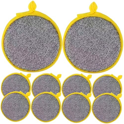 IMIKEYA Spugna Bifacciale per Piatti 20 Pezzi Spugnette Antigraffio Rotonde per Lavello Pentole Padelle Ciotole Bagno Materiale Resistente Facile da Impugnare