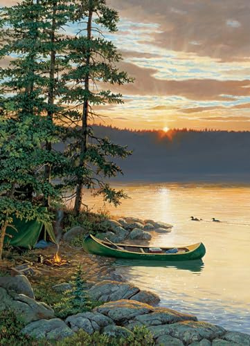 Cobble Hill 3845053 Canoe Lake, Puzzle da 500 Pezzi, con Poster Puzzle per Adulti e Bambini dai 12 Anni in su, Puzzle paesaggistico, Tramonto
