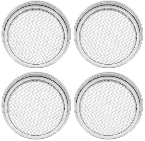 Keimsiebdeckel für Weithalsgläser 4 Stück Edelstahl Silber für Bohnen