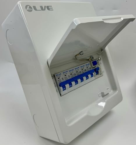 LIVE 6 Way Metal Consumer Unit,8 Module,63Amp 30mA RCD, 2x6A, 2x16A, 2x32A MCBs
