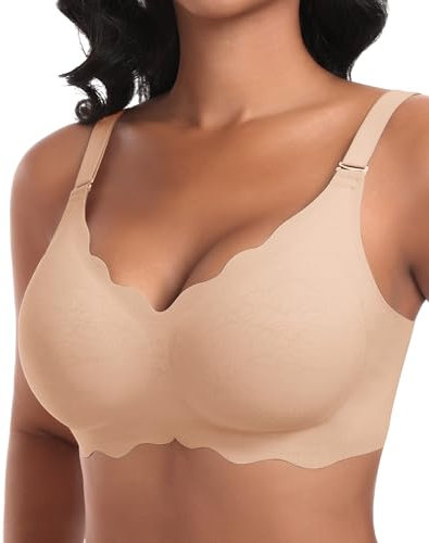 Ganado Reggiseno Senza Ferretto Donna Reggiseni Senza Cuciture Reggiseno Push Up Imbottito Comodo, S, Beige-BR3